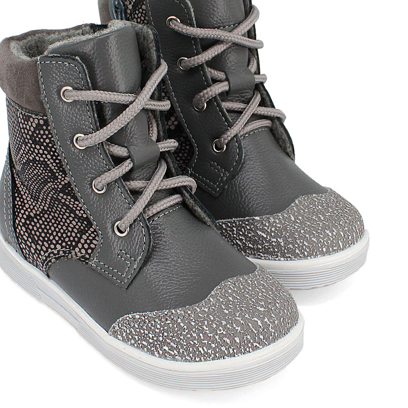Ботинки малодетские байка, артикул 1035, цвет т.серый купить в интернет-магазине Shoeslel с доставкой по России