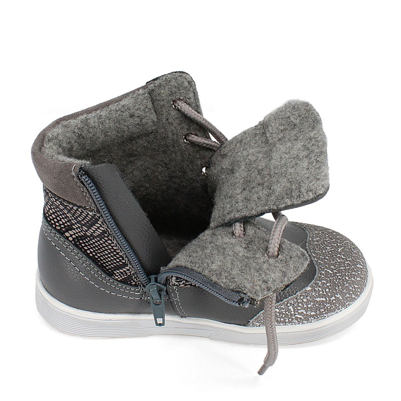 Ботинки малодетские байка, артикул 1035, цвет т.серый купить в интернет-магазине Shoeslel с доставкой по России