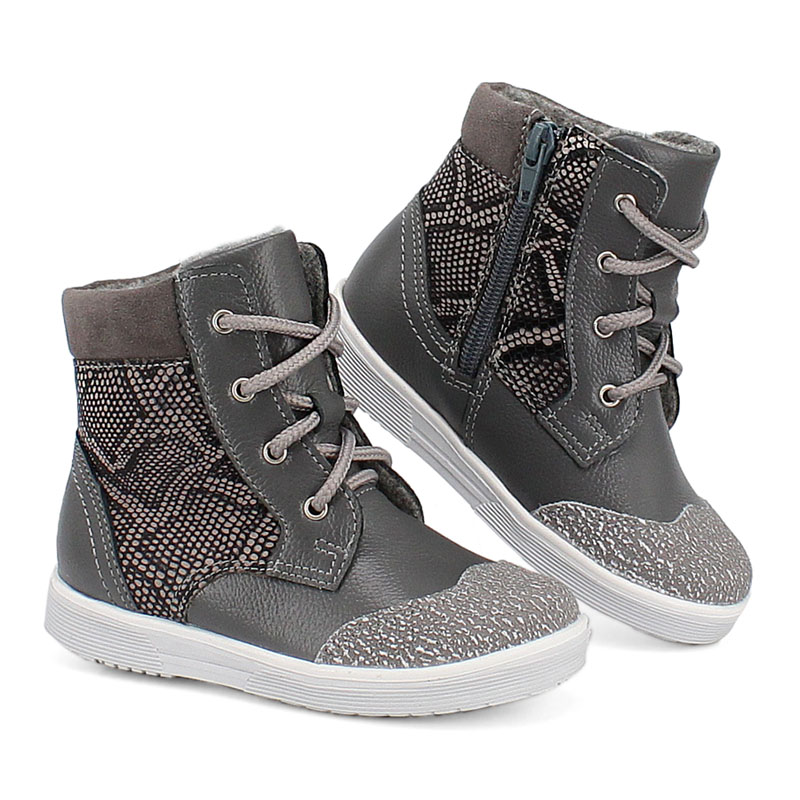 Ботинки малодетские байка, артикул 1035, цвет т.серый купить в интернет-магазине Shoeslel с доставкой по России