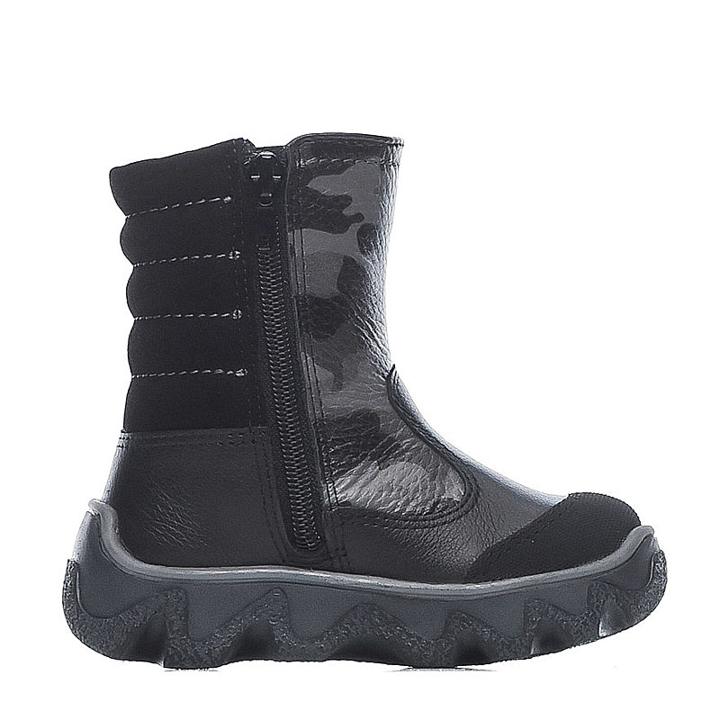 Сапожки малодетские нат.мех, артикул 1095, цвет черный камуфляж купить в интернет-магазине Shoeslel с доставкой по России