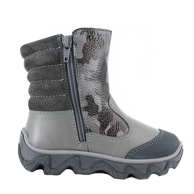 Сапожки малодетские нат.мех, артикул 1095, цвет серый камуфляж купить в интернет-магазине Shoeslel с доставкой по России