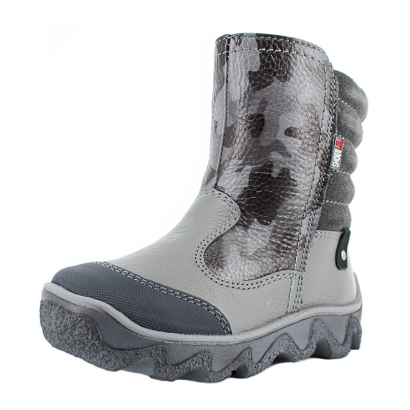 Сапожки малодетские нат.мех, артикул 1095, цвет серый камуфляж купить в интернет-магазине Shoeslel с доставкой по России