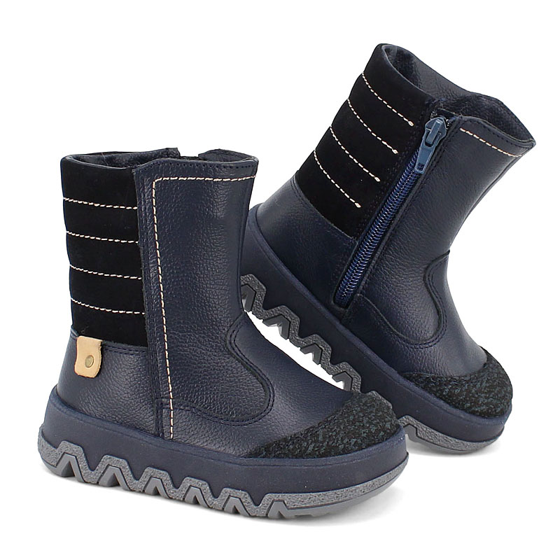 Сапожки малодетские нат.мех, артикул 1095, цвет т.синий купить в интернет-магазине Shoeslel с доставкой по России