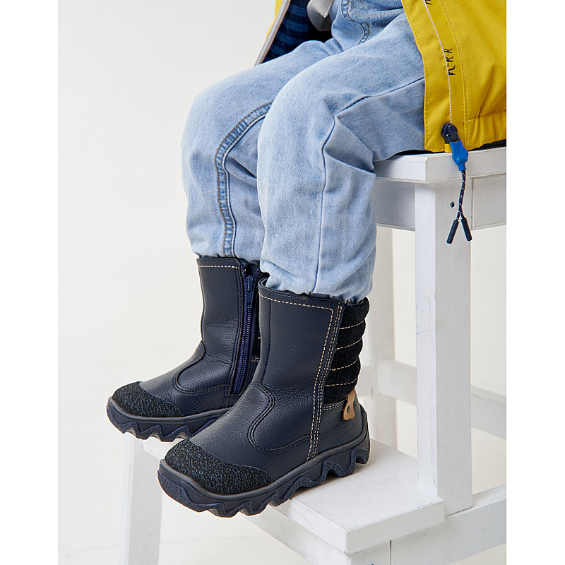 Сапожки малодетские нат.мех, артикул 1095, цвет т.синий купить в интернет-магазине Shoeslel с доставкой по России