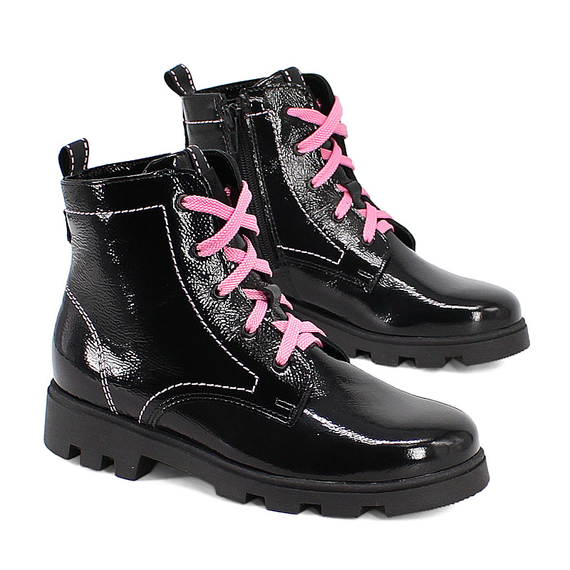Ботинки байка, артикул 1176, цвет черный/розовый купить в интернет-магазине Shoeslel с доставкой по России