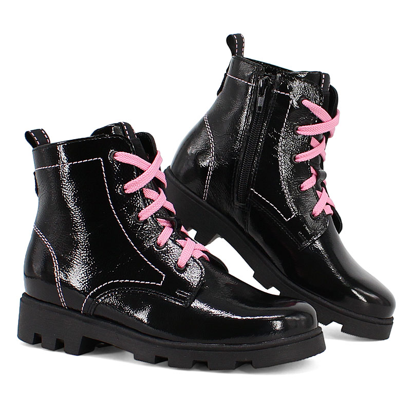 Ботинки байка, артикул 1176, цвет черный/розовый купить в интернет-магазине Shoeslel с доставкой по России