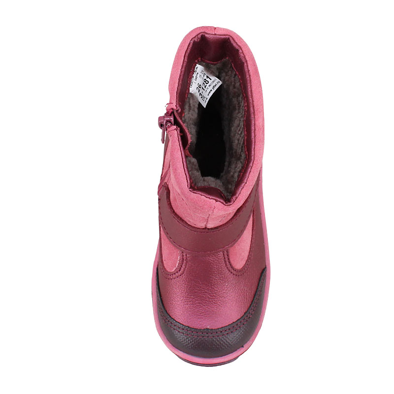 Сапожки малодетские нат.мех, артикул 1281, цвет брусничный купить в интернет-магазине Shoeslel с доставкой по России