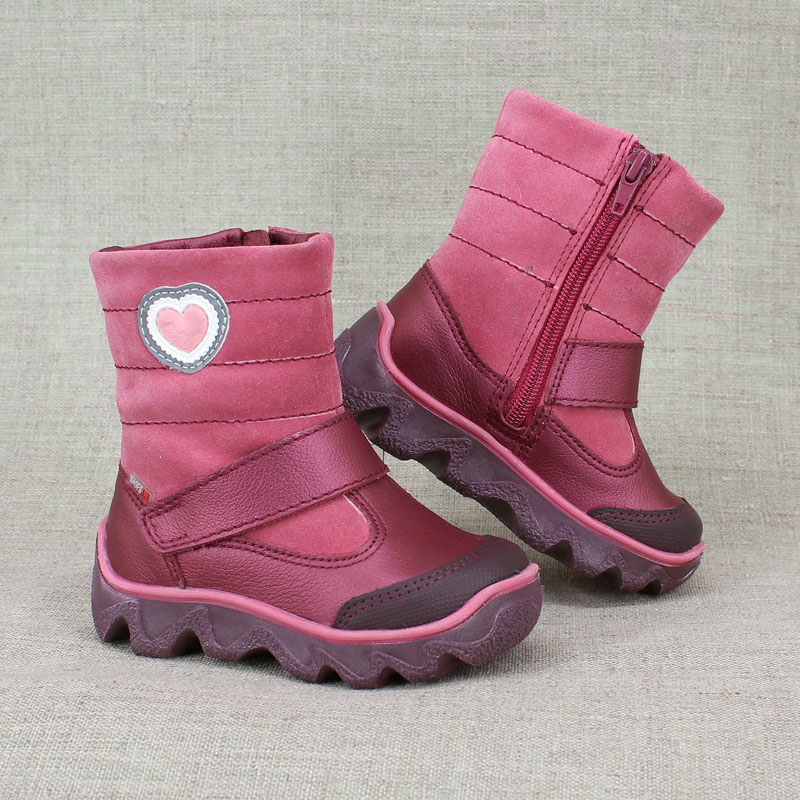 Сапожки малодетские нат.мех, артикул 1281, цвет брусничный купить в интернет-магазине Shoeslel с доставкой по России