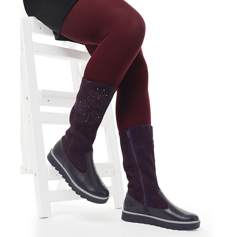 Сапожки нат.мех, артикул 1291, цвет черника купить в интернет-магазине Shoeslel с доставкой по России