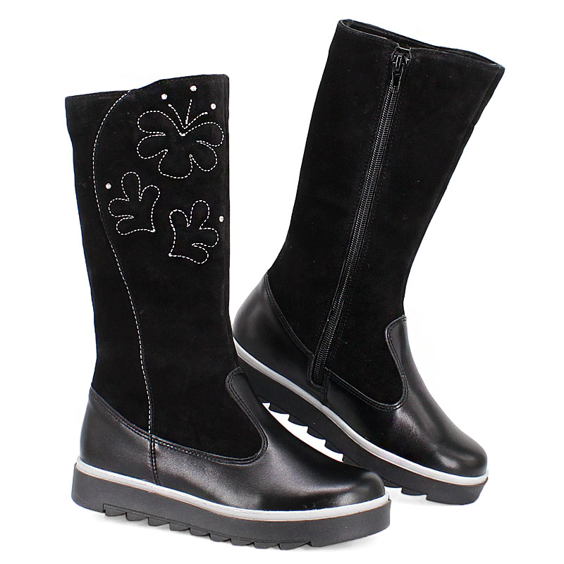 Сапожки нат.мех, артикул 1291, цвет черный купить в интернет-магазине Shoeslel с доставкой по России