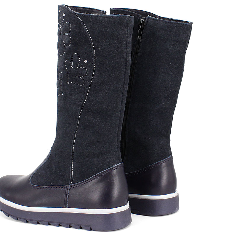 Сапожки нат.мех, артикул 1291, цвет синий купить в интернет-магазине Shoeslel с доставкой по России