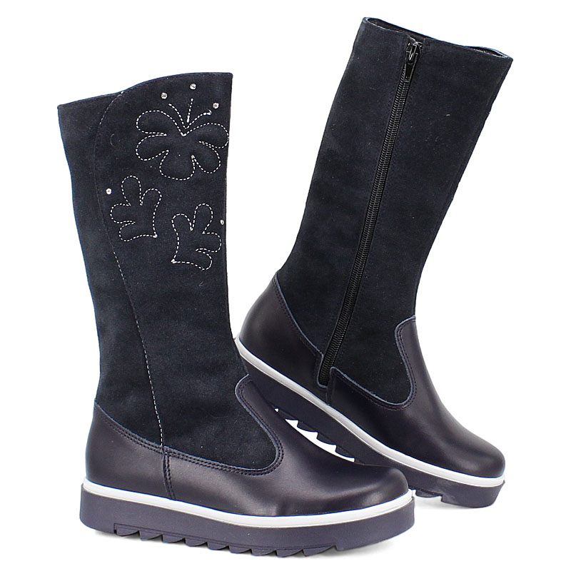 Сапожки нат.мех, артикул 1291, цвет синий купить в интернет-магазине Shoeslel с доставкой по России