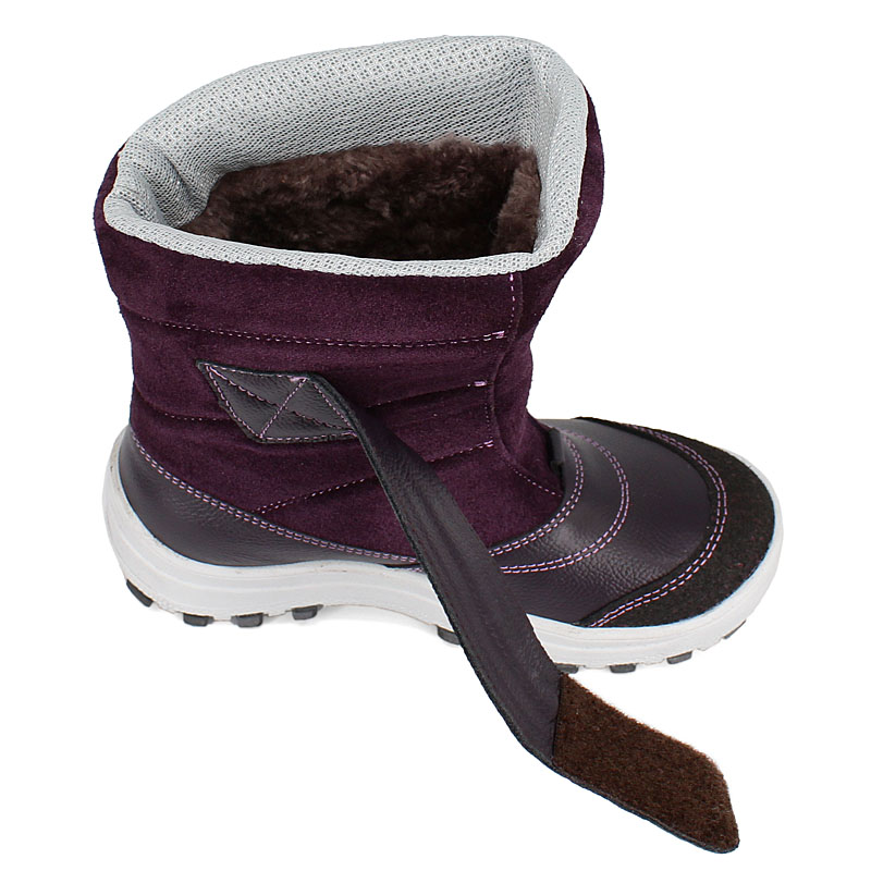 Сапожки для млад.школьников нат.мех, артикул 1293, цвет черника купить в интернет-магазине Shoeslel с доставкой по России