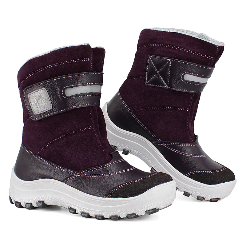 Сапожки для млад.школьников нат.мех, артикул 1293, цвет черника купить в интернет-магазине Shoeslel с доставкой по России