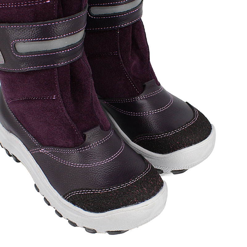 Сапожки для млад.школьников нат.мех, артикул 1293, цвет черника купить в интернет-магазине Shoeslel с доставкой по России
