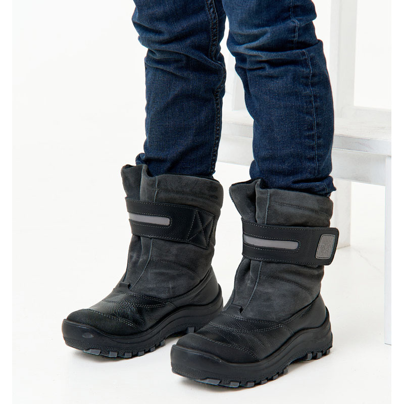 Сапожки для млад.школьников нат.мех, артикул 1293, цвет черный купить в интернет-магазине Shoeslel с доставкой по России