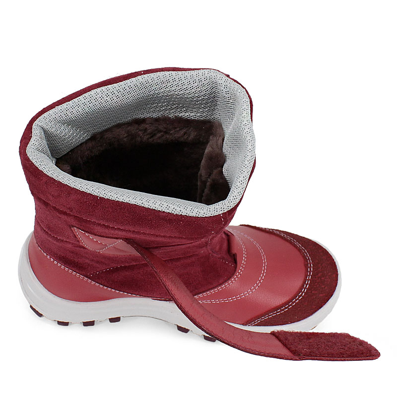 Сапожки для млад.школьников нат.мех, артикул 1293, цвет брусничный купить в интернет-магазине Shoeslel с доставкой по России