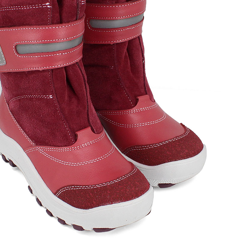 Сапожки для млад.школьников нат.мех, артикул 1293, цвет брусничный купить в интернет-магазине Shoeslel с доставкой по России