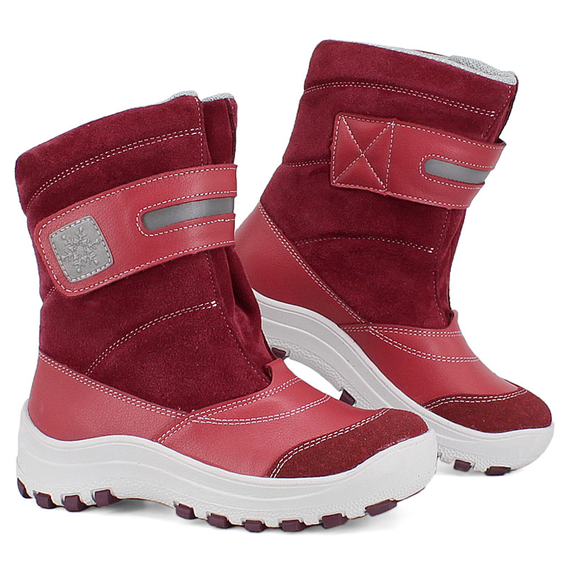 Сапожки для млад.школьников нат.мех, артикул 1293, цвет брусничный купить в интернет-магазине Shoeslel с доставкой по России