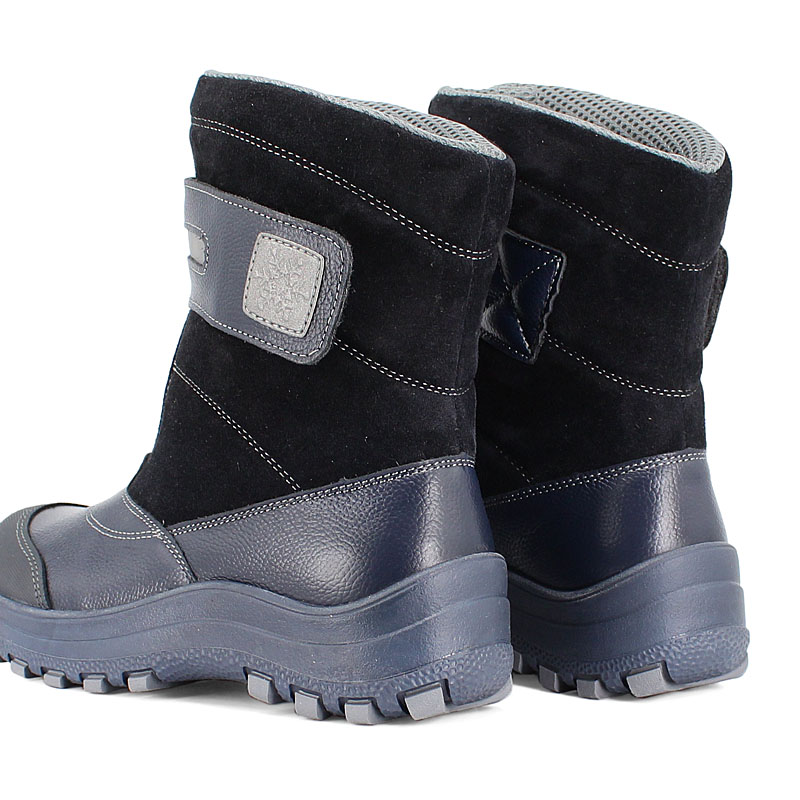 Сапожки для млад.школьников нат.мех, артикул 1293, цвет хром синий купить в интернет-магазине Shoeslel с доставкой по России