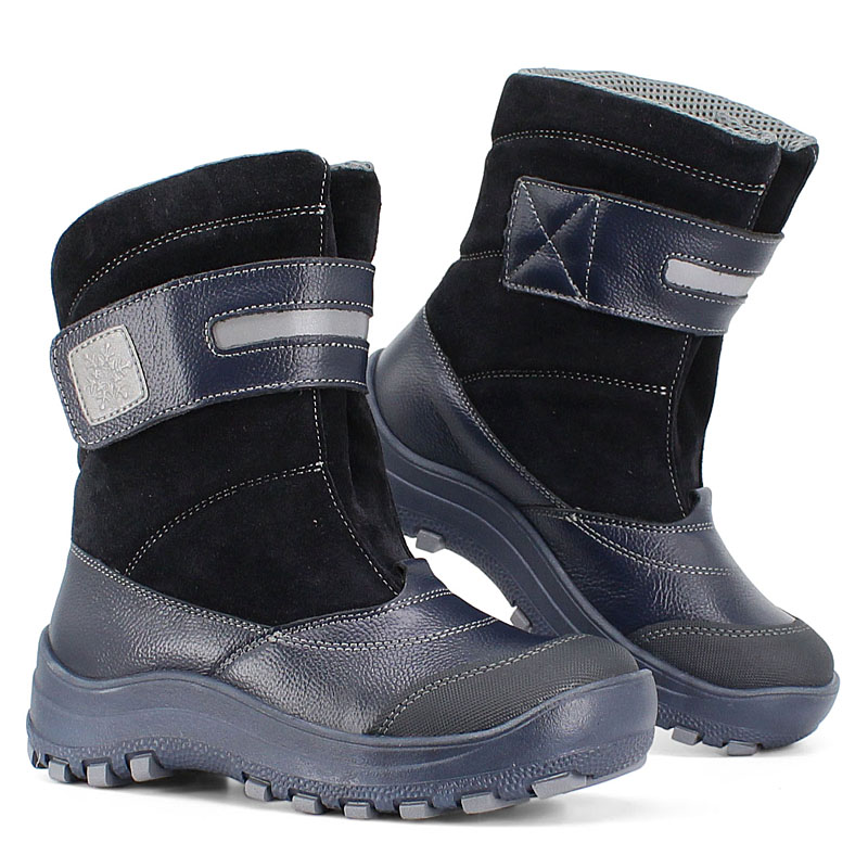 Сапожки для млад.школьников нат.мех, артикул 1293, цвет хром синий купить в интернет-магазине Shoeslel с доставкой по России