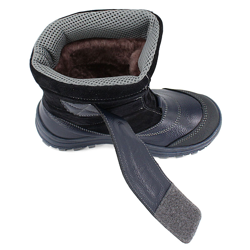 Сапожки для млад.школьников нат.мех, артикул 1293, цвет хром синий купить в интернет-магазине Shoeslel с доставкой по России