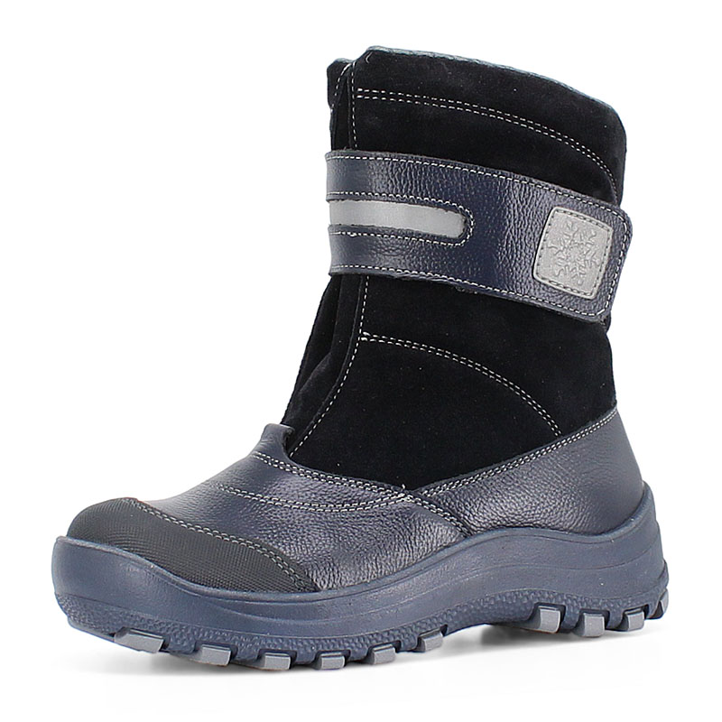 Сапожки для млад.школьников нат.мех, артикул 1293, цвет хром синий купить в интернет-магазине Shoeslel с доставкой по России