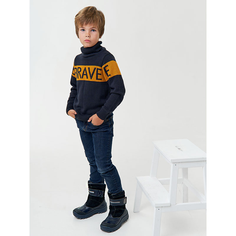 Сапожки для млад.школьников нат.мех, артикул 1293, цвет хром синий купить в интернет-магазине Shoeslel с доставкой по России