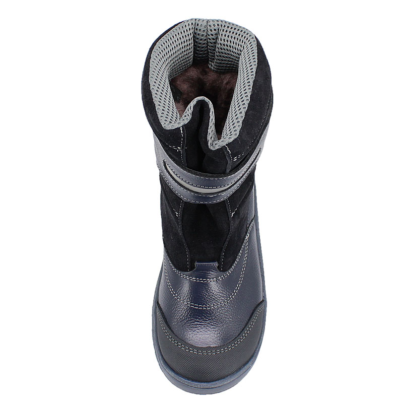 Сапожки для млад.школьников нат.мех, артикул 1293, цвет хром синий купить в интернет-магазине Shoeslel с доставкой по России