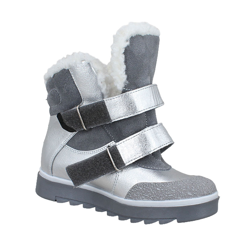 Ботинки нат.мех, артикул 1306, цвет серебристый купить в интернет-магазине Shoeslel с доставкой по России