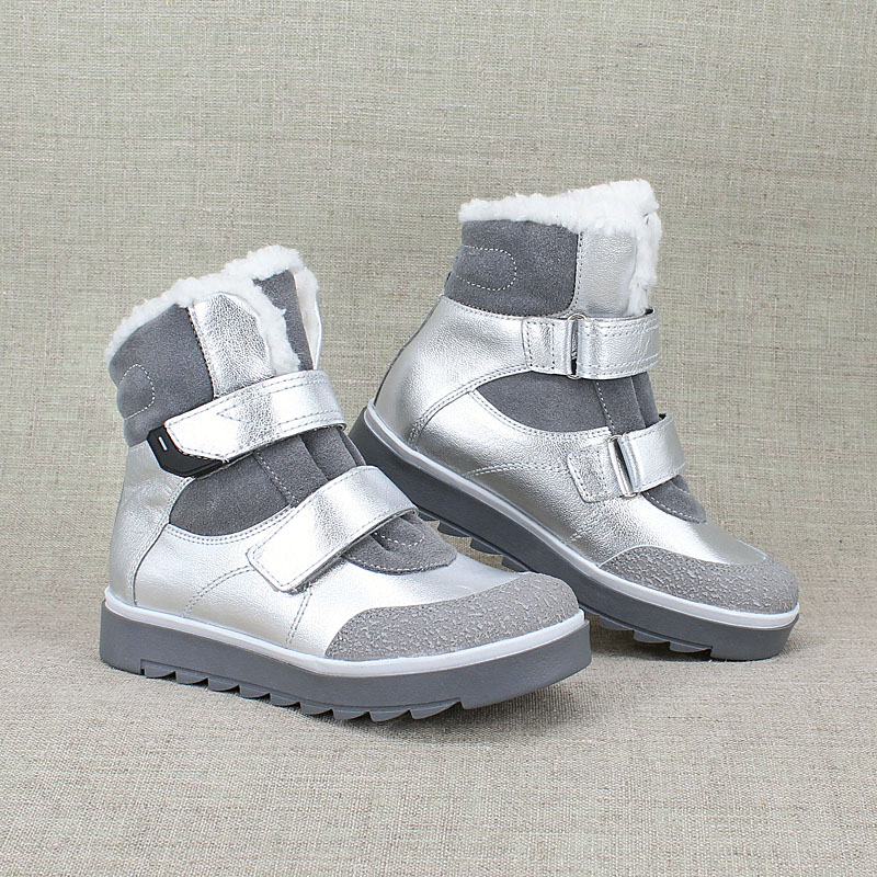 Ботинки нат.мех, артикул 1306, цвет серебристый купить в интернет-магазине Shoeslel с доставкой по России