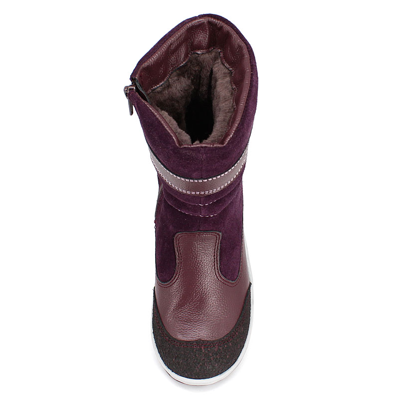 Сапожки для млад.школьников нат.мех, артикул 1333, цвет черника купить в интернет-магазине Shoeslel с доставкой по России