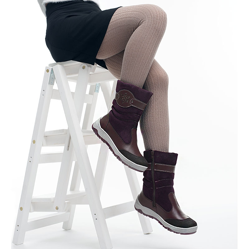 Сапожки для млад.школьников нат.мех, артикул 1333, цвет черника купить в интернет-магазине Shoeslel с доставкой по России