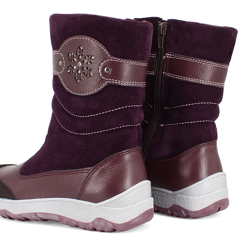 Сапожки для млад.школьников нат.мех, артикул 1333, цвет черника купить в интернет-магазине Shoeslel с доставкой по России