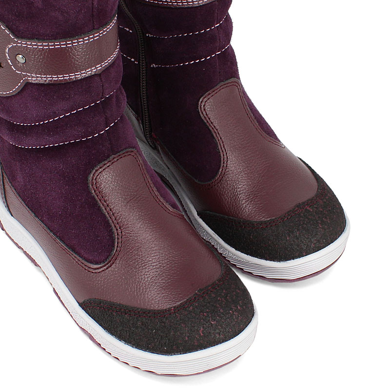 Сапожки для млад.школьников нат.мех, артикул 1333, цвет черника купить в интернет-магазине Shoeslel с доставкой по России