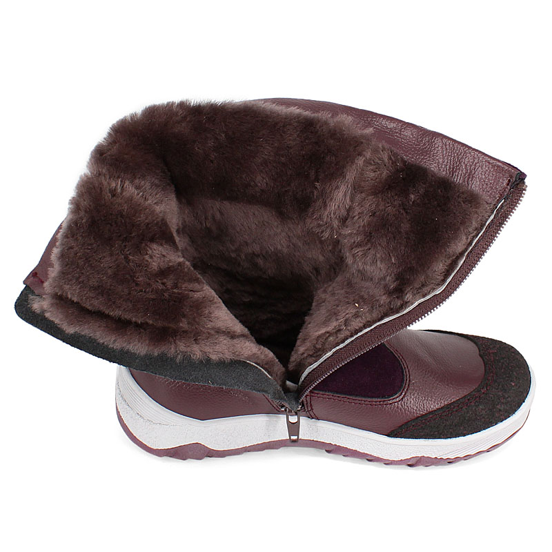 Сапожки для млад.школьников нат.мех, артикул 1333, цвет черника купить в интернет-магазине Shoeslel с доставкой по России