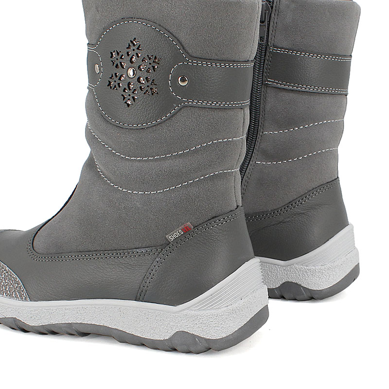 Сапожки для млад.школьников нат.мех, артикул 1333, цвет хром, серый купить в интернет-магазине Shoeslel с доставкой по России