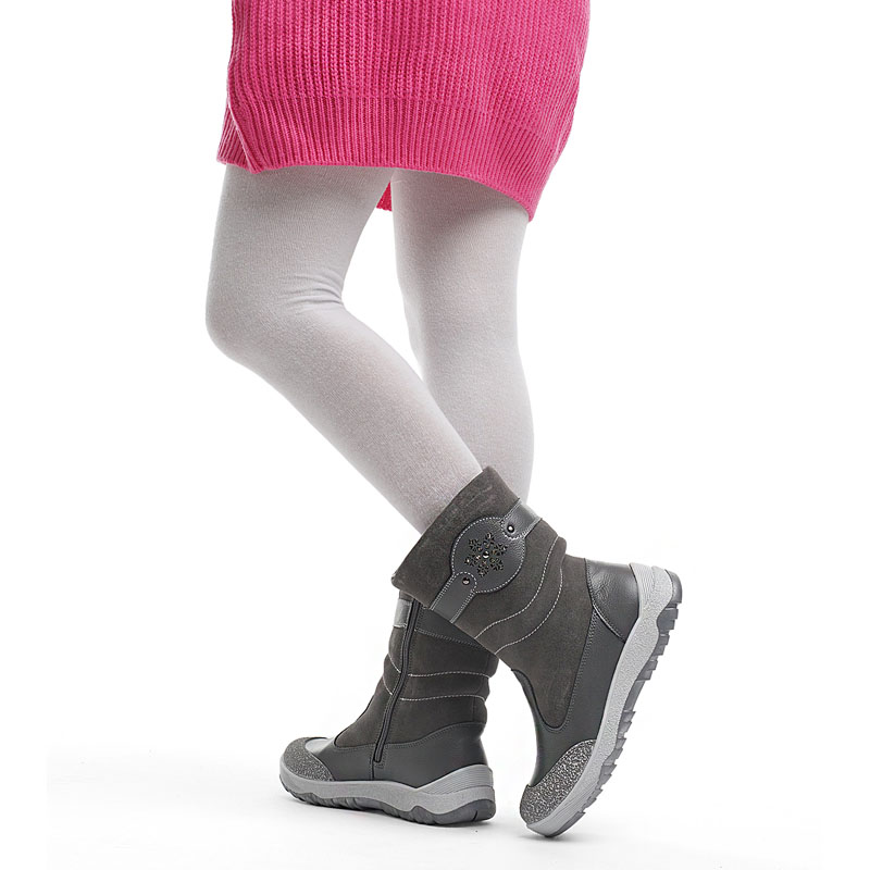 Сапожки для млад.школьников нат.мех, артикул 1333, цвет хром, серый купить в интернет-магазине Shoeslel с доставкой по России