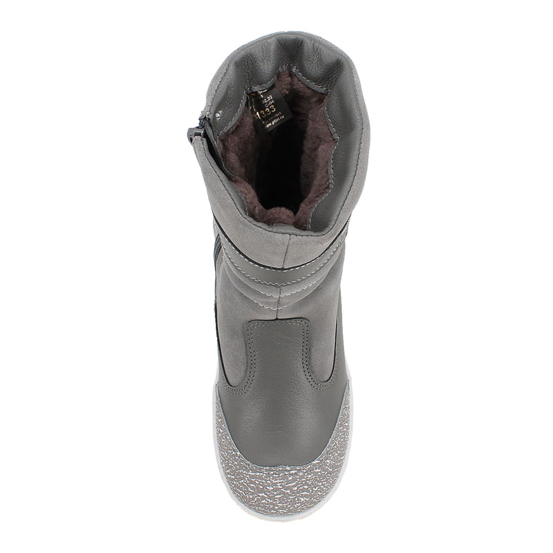 Сапожки для млад.школьников нат.мех, артикул 1333, цвет хром, серый купить в интернет-магазине Shoeslel с доставкой по России