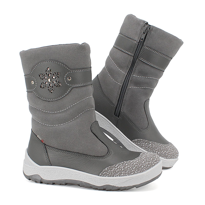 Сапожки для млад.школьников нат.мех, артикул 1333, цвет хром, серый купить в интернет-магазине Shoeslel с доставкой по России