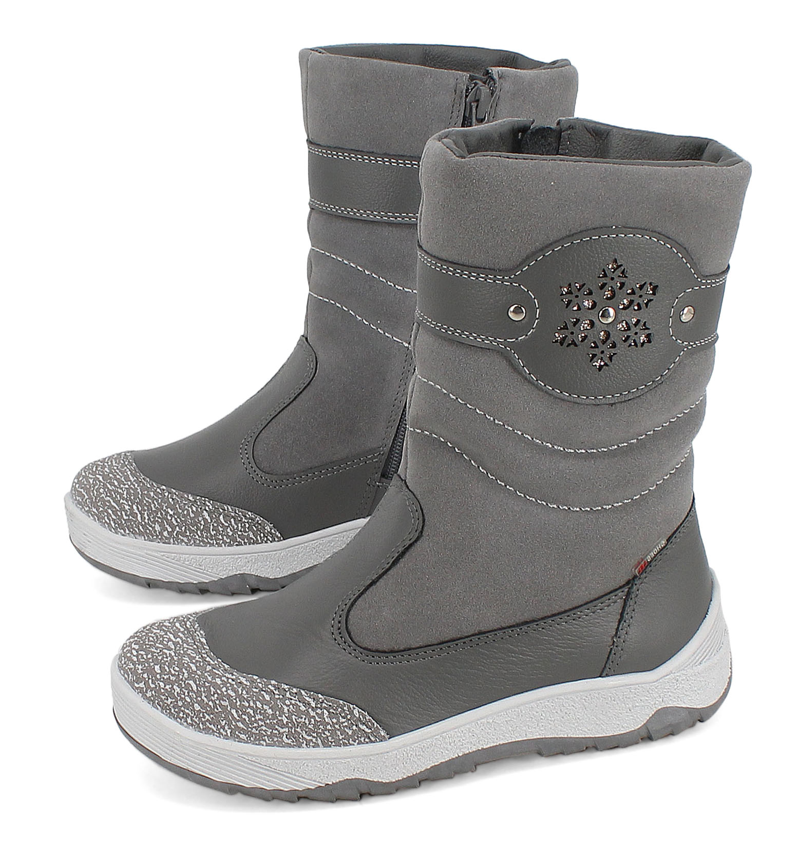 Сапожки для млад.школьников нат.мех, артикул 1333, цвет хром, серый купить в интернет-магазине Shoeslel с доставкой по России