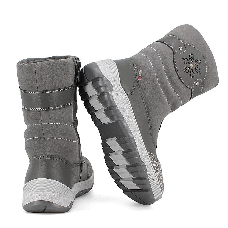 Сапожки для млад.школьников нат.мех, артикул 1333, цвет хром, серый купить в интернет-магазине Shoeslel с доставкой по России