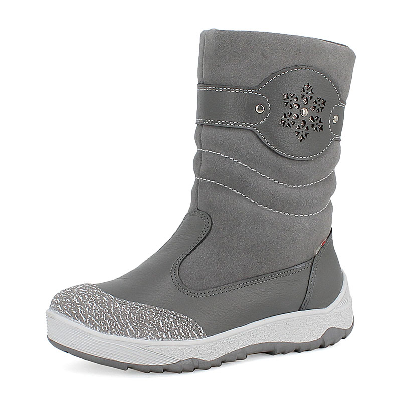 Сапожки для млад.школьников нат.мех, артикул 1333, цвет хром, серый купить в интернет-магазине Shoeslel с доставкой по России