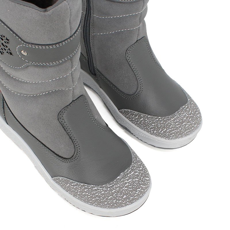 Сапожки для млад.школьников нат.мех, артикул 1333, цвет хром, серый купить в интернет-магазине Shoeslel с доставкой по России