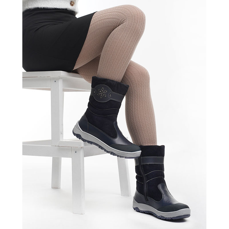 Сапожки для млад.школьников нат.мех, артикул 1333, цвет синий купить в интернет-магазине Shoeslel с доставкой по России