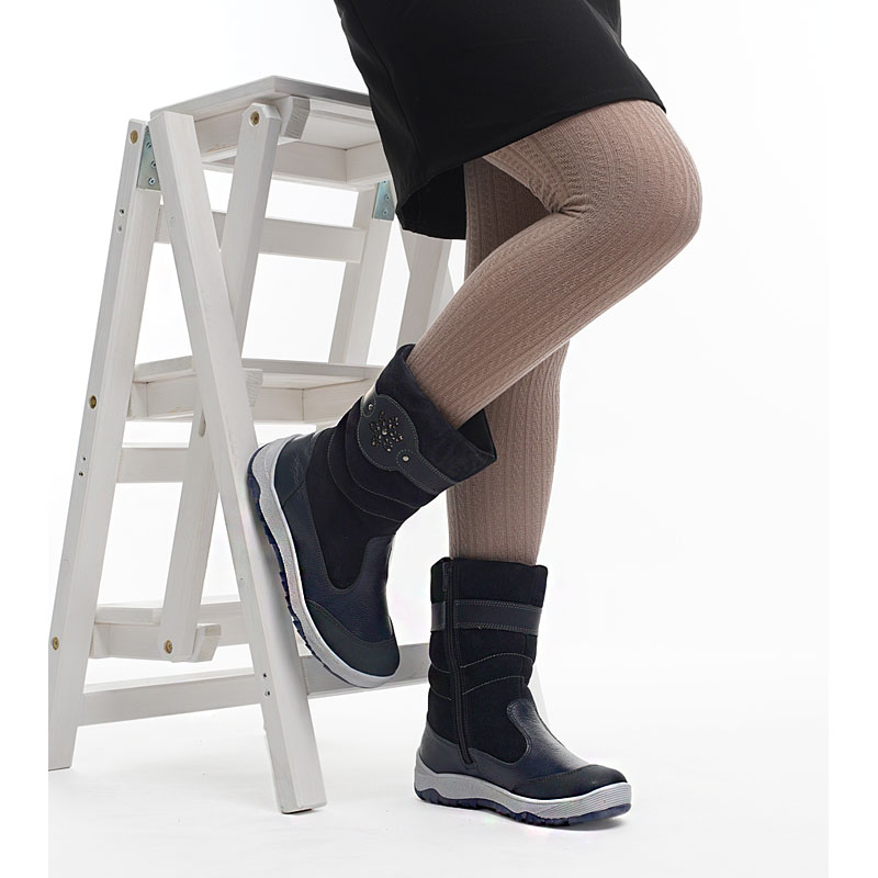 Сапожки для млад.школьников нат.мех, артикул 1333, цвет синий купить в интернет-магазине Shoeslel с доставкой по России