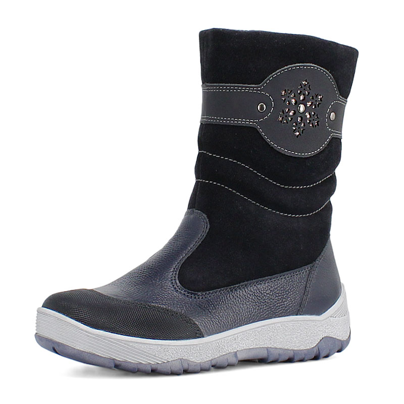 Сапожки для млад.школьников нат.мех, артикул 1333, цвет синий купить в интернет-магазине Shoeslel с доставкой по России