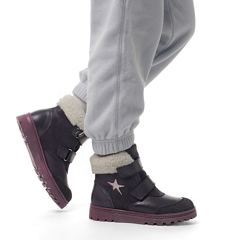 Ботинки нат.мех, артикул 1532, цвет фиолетовый купить в интернет-магазине Shoeslel с доставкой по России