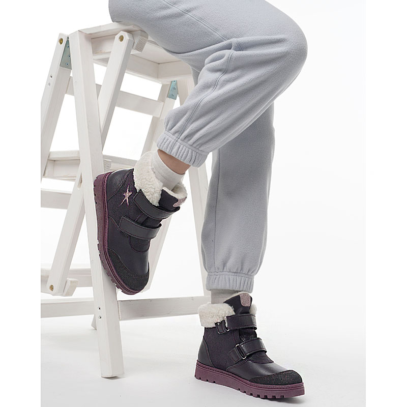 Ботинки нат.мех, артикул 1532, цвет фиолетовый купить в интернет-магазине Shoeslel с доставкой по России