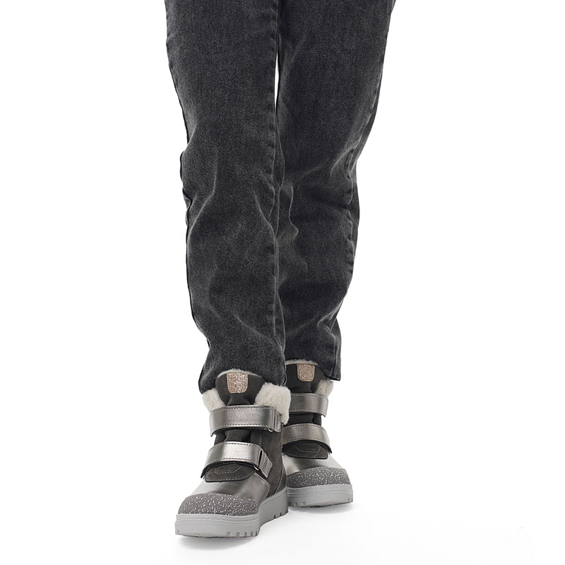 Ботинки нат.мех, артикул 1532, цвет т.серебро купить в интернет-магазине Shoeslel с доставкой по России